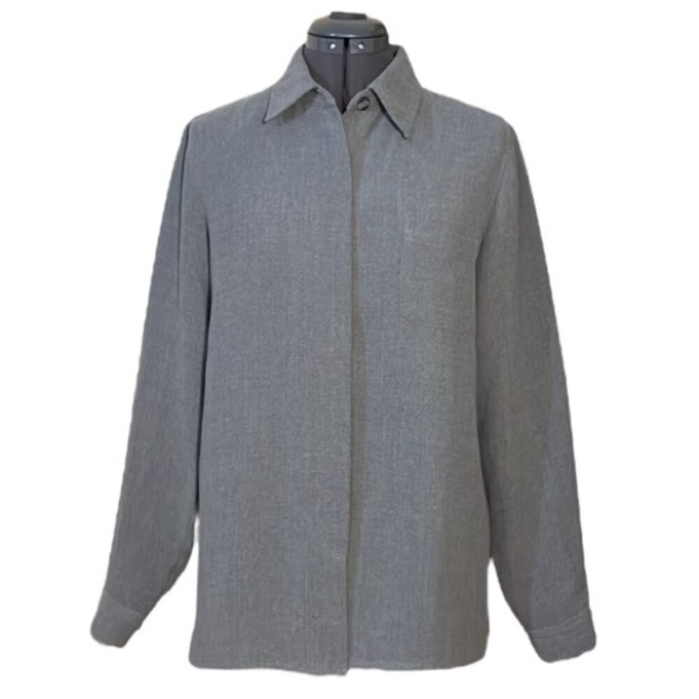 NY & Co New York and Company Grey Blouse Size Large